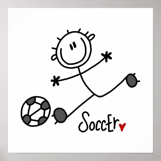 Basic Stick Figure Soccer Player T-shirts and Gift Poster (Front)