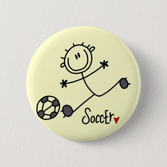 Basic Stick Figure Soccer T-shirts and Gifts 6 Cm Round Badge (Front)