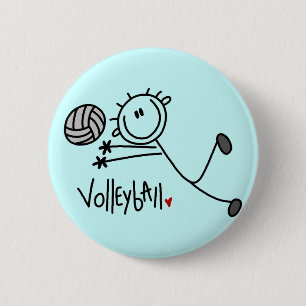 Basic Stick Figure Volleyball Tshirts and Gifts 6 Cm Round Badge