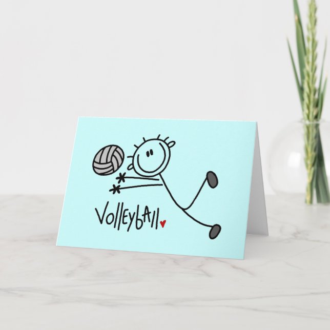 Basic Stick Figure Volleyball Tshirts and Gifts Card (Front)