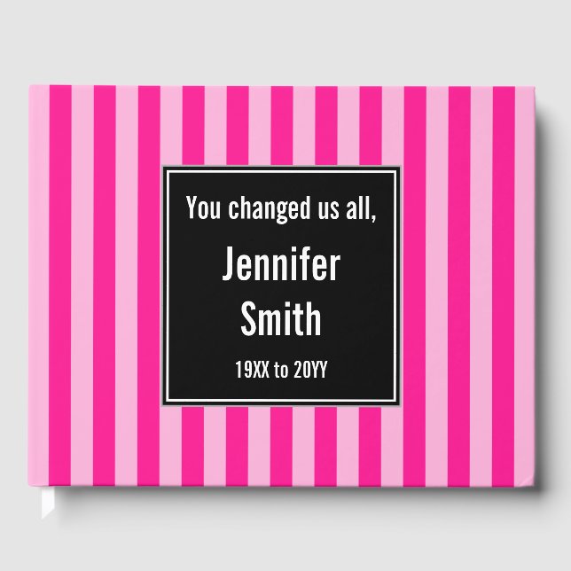 Basic, Striped Pink Memories Guestbook (Front)