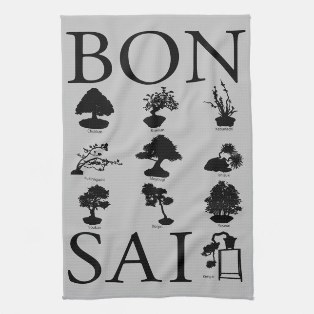 Basic Styles of Bonsai Tree Tea Towel (Vertical)