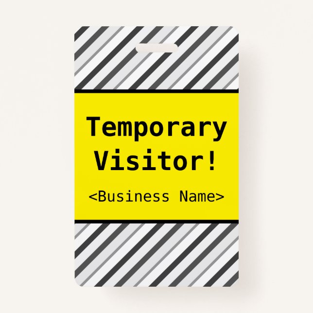 Basic "Temporary Visitor!" Badge ID Badge (Front)