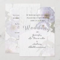 Basic Tree Peony Wedding Invitation White