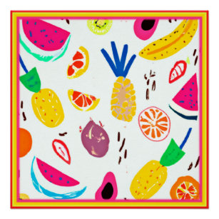 Basic Tropical Fruits Patterns Art. Buy Now Poster