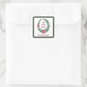 Basic watercolor wreath custom Christmas Holiday Square Sticker