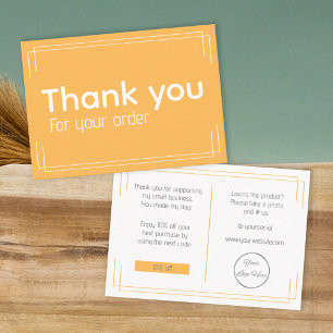 basic white and orange professional thank you business card