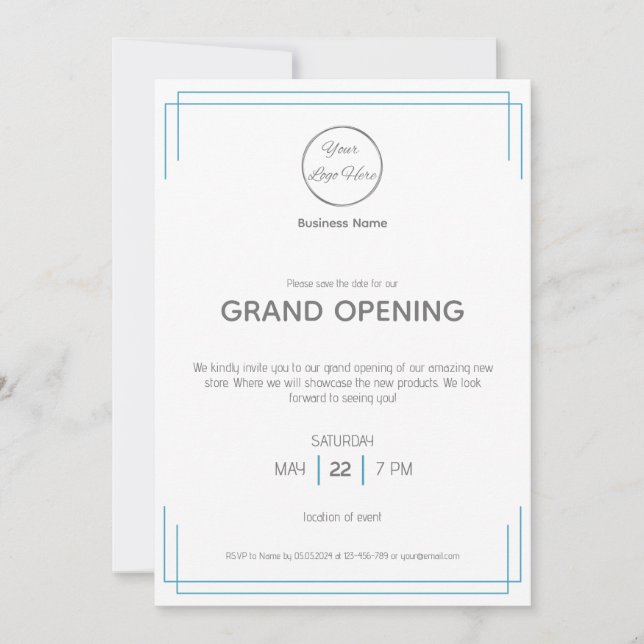 basic white blue versatile business event invitation (Front)