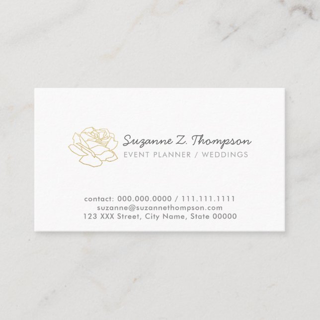 basic white event planner (weddings)  professional business card (Front)
