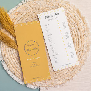 Basic white orange your logo business price list rack card