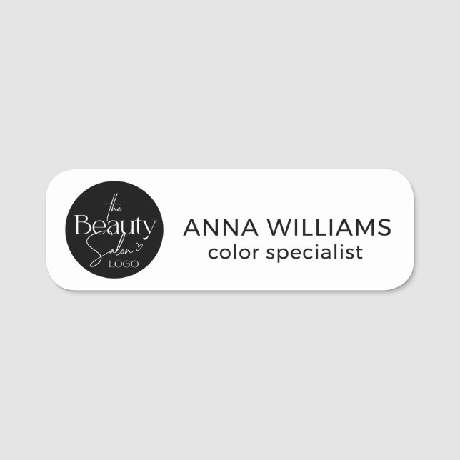 Basic White Salon Professional Name Tag (Front)
