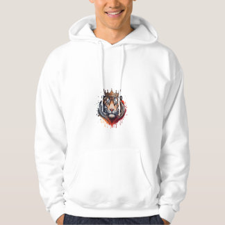 Basic white T-Shirt hoodie with tiger picture