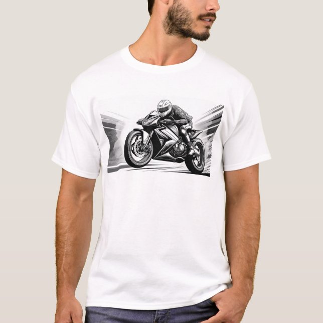 Basic white t-shirt with biker print (Front)