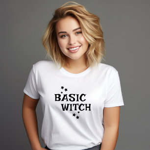 Basic Witch Black and White Star Halloween Women's T-Shirt