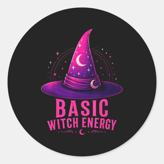 Basic witch energy halloween graphic design funny classic round sticker (Front)