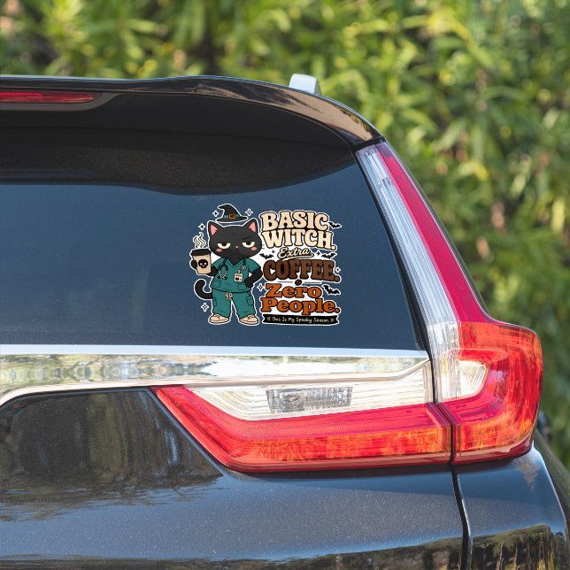 Basic Witch Extra Coffee Zero People Car Sticker (Car Side)
