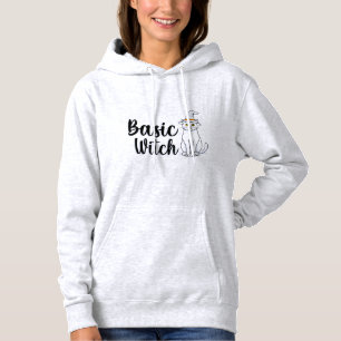 Basic Witch Funny Cat Halloween Graphic Hoodie