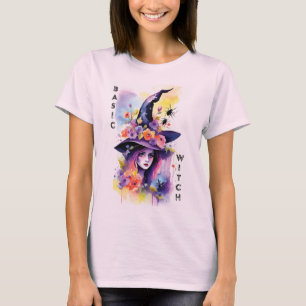 Basic Witch Funny Halloween Floral T-Shirt