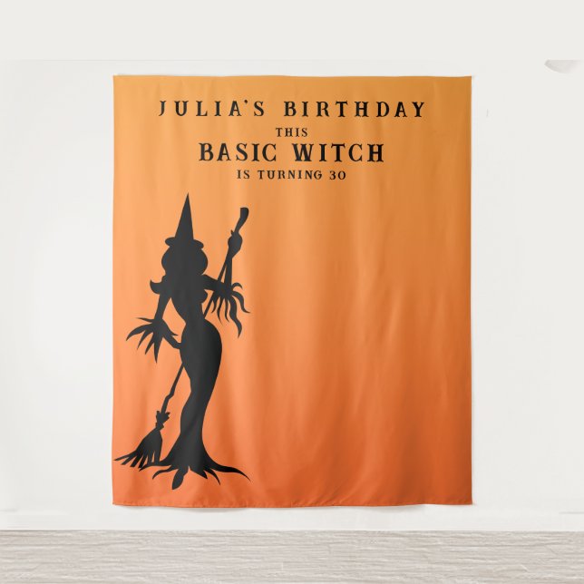 Basic Witch Halloween Birthday Party Backdrop Tapestry (Front)