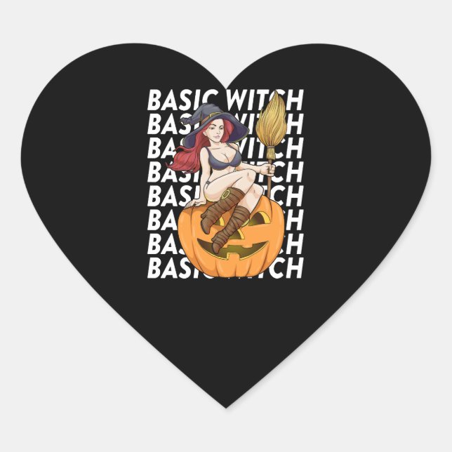 Basic Witch Halloween Costume Funny Sarcastic Heart Sticker (Front)