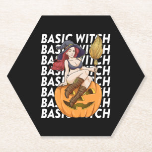 Basic Witch Halloween Costume Funny Sarcastic Paper Coaster