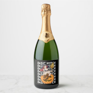 Basic Witch Halloween Costume Funny Sarcastic Sparkling Wine Label