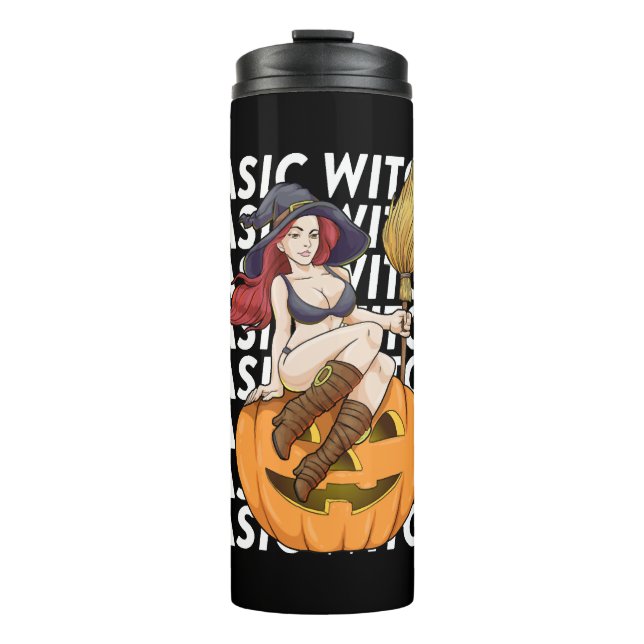 Basic Witch Halloween Costume Funny Sarcastic Thermal Tumbler (Front)