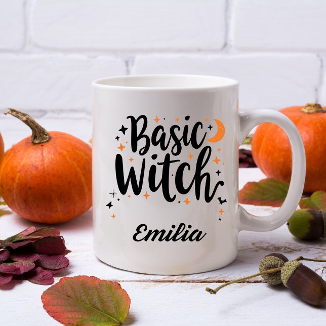 Basic Witch Halloween Custom Black Typography Coffee Mug (Creator Uploaded)