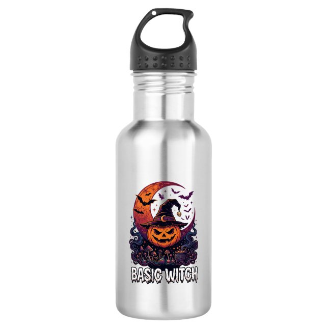 Basic Witch Halloween Pumpkin Crescent Moon Cauldr 532 Ml Water Bottle (Front)