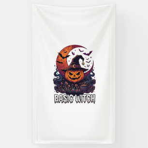 Basic Witch Halloween Pumpkin Crescent Moon Cauldr Banner