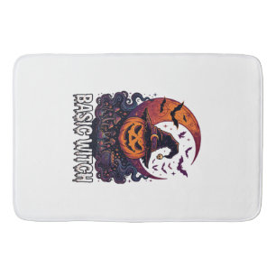 Basic Witch Halloween Pumpkin Crescent Moon Cauldr Bath Mat