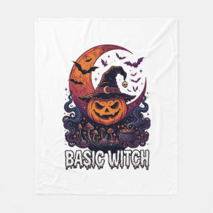 Basic Witch Halloween Pumpkin Crescent Moon Cauldr Fleece Blanket