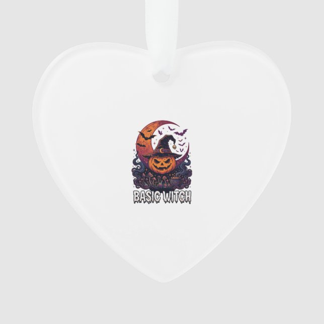 Basic Witch Halloween Pumpkin Crescent Moon Cauldr Ornament (Front)