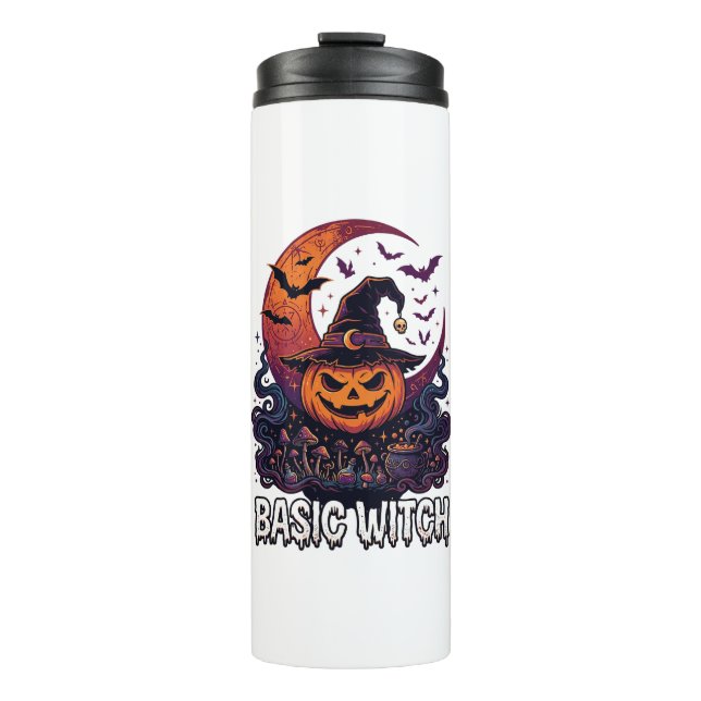 Basic Witch Halloween Pumpkin Crescent Moon Cauldr Thermal Tumbler (Front)
