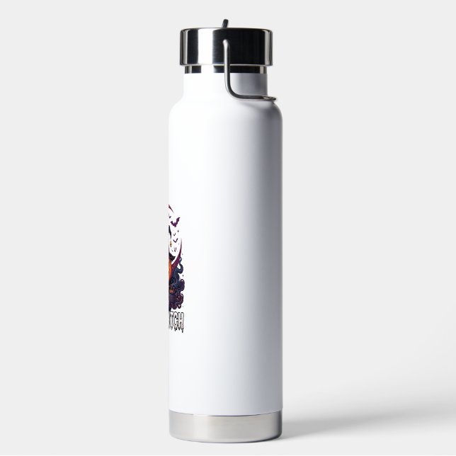 Basic Witch Halloween Pumpkin Crescent Moon Cauldr Water Bottle (Left)