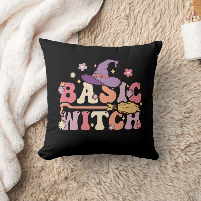 Basic Witch Halloween Witch Groovy Halloween Throw Cushion (Blanket)