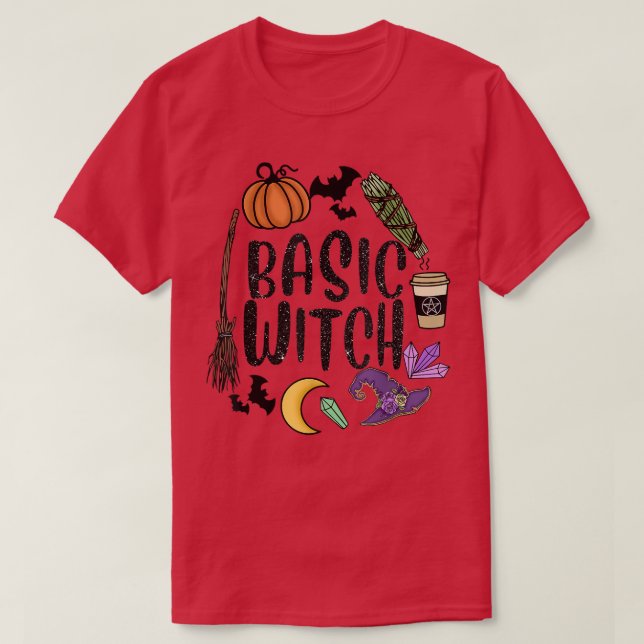 Basic Witch Hat Witches Pumpkin Moon Witchcraft Ha T-Shirt (Design Front)
