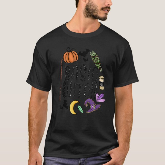 Basic Witch Hat Witches Pumpkin Moon Witchcraft Ha T-Shirt (Front)