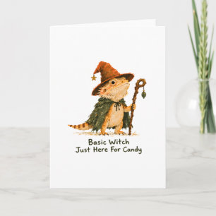 Basic Witch Just Here For Candy Bearded Dragon Card
