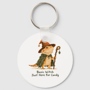 Basic Witch Just Here For Candy Bearded Dragon     Key Ring