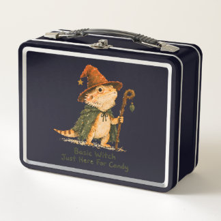Basic Witch Just Here For Candy Bearded Dragon Metal Lunch Box