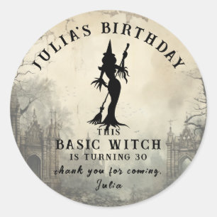 Basic Witch Modern Gothic Dark Halloween  Classic Round Sticker