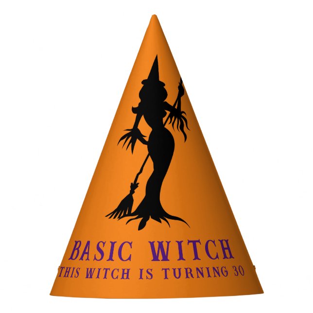 Basic Witch Modern Women Orange Halloween  Party Hat (Front)