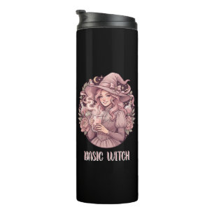 Basic Witch Pink Boba Tea Coquette Halloween Thermal Tumbler