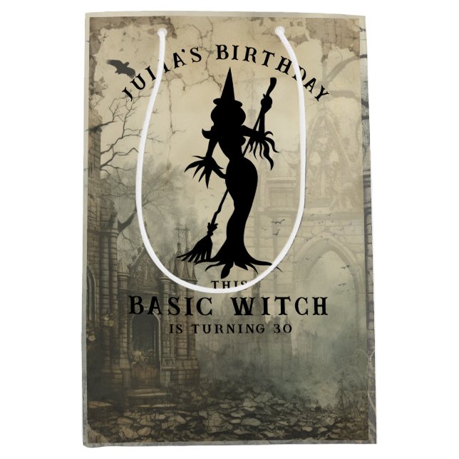 Basic Witch Women Modern Gothic Halloween Medium Gift Bag (Front)