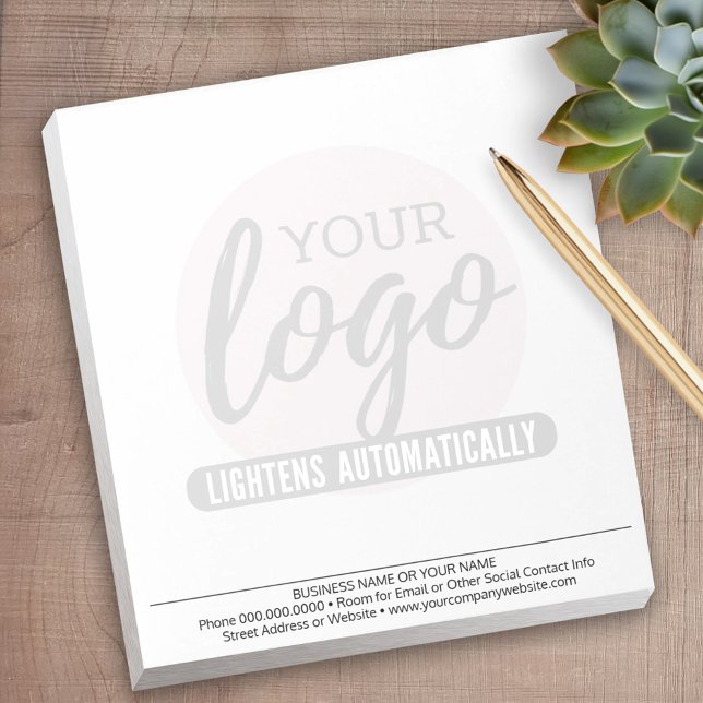 Basic with Business Logo Watermark in Background Notepad (Personalized Notepad with Your Logo - add contact info for a great promotional product)