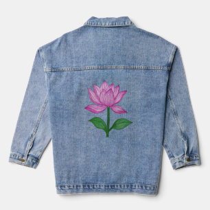 Basic women's t-shirt, with pink flower denim jacket