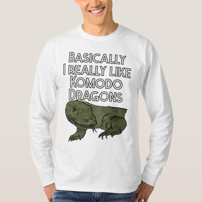 Basically I Really Like Komodo Dragons Funny  T-Shirt (Front)