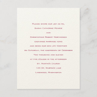 Basics :: Venetian Red :: Wedding Invitation