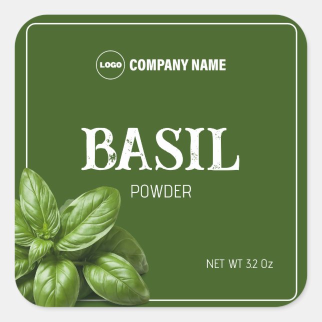 Basil Custom Spice Label Sticker (Front)